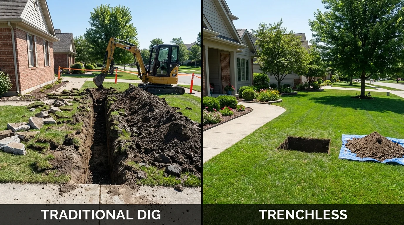 Trenchless sewer repair with minimal yard damage versus traditional excavation in Saint Helens, OR